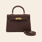 Sac à main Le Milano 22 coloris Brown (chocolat), fermoir doré et bandoulière